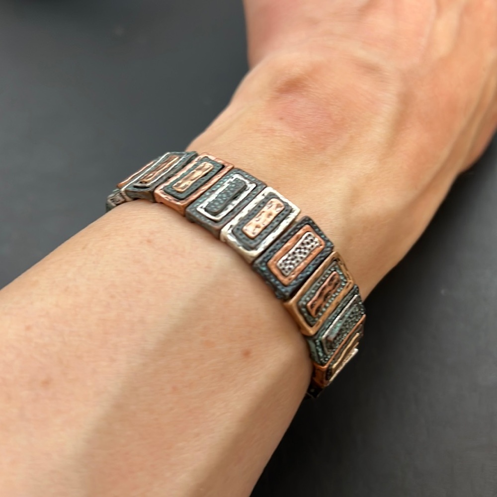 Boho Stretch Bracelet, Silver, Bronze, Gold, Retro, Vintage